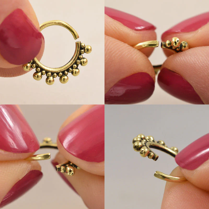 Sterling Silver Nose Ring, 'Khatana' Indian Dot Design - Image 3