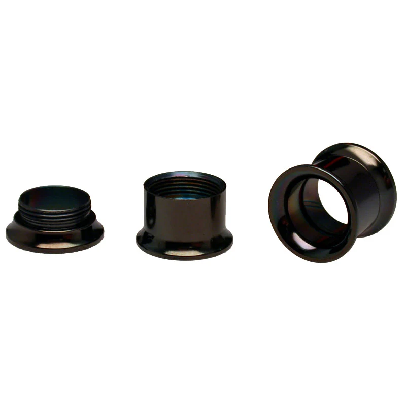 Black Ear Tunnels in Surgical Steel, Internally Threaded - Image 2