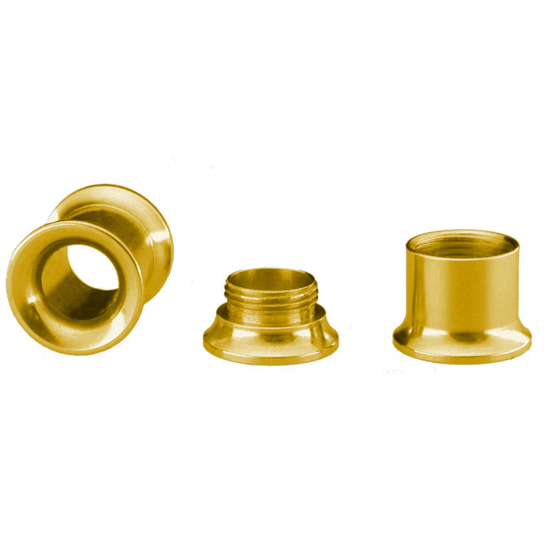 Gold Steel Ear Tunnels, Internally Threaded - Image 2