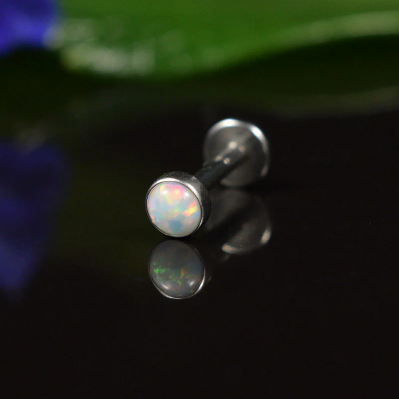 Labret with White Opalite Stone