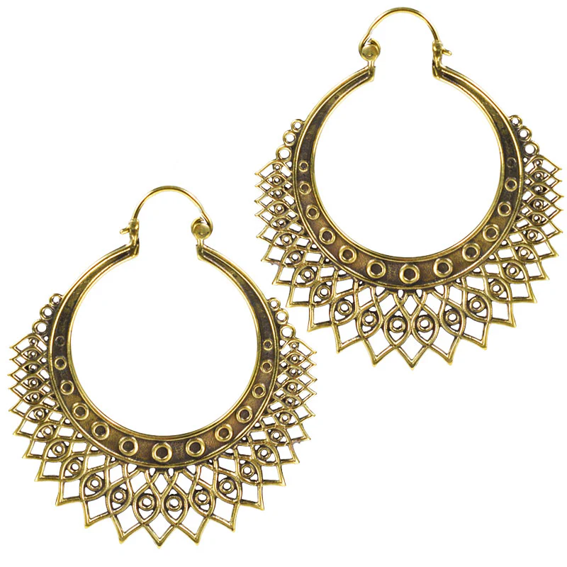 Large Brass Hoop Earrings 'Nuristani' - Image 2