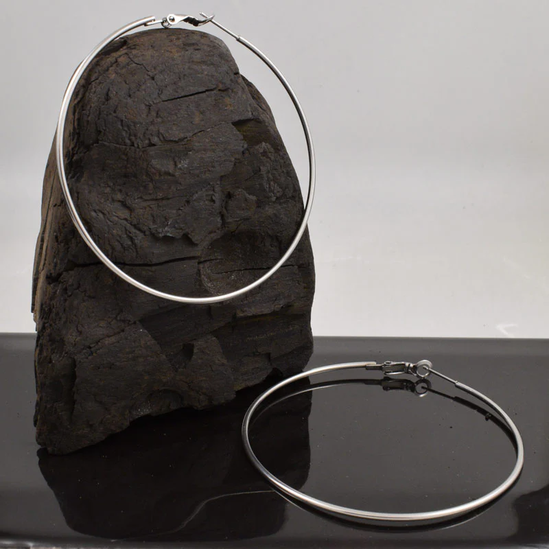 Large Steel Hoop Earrings