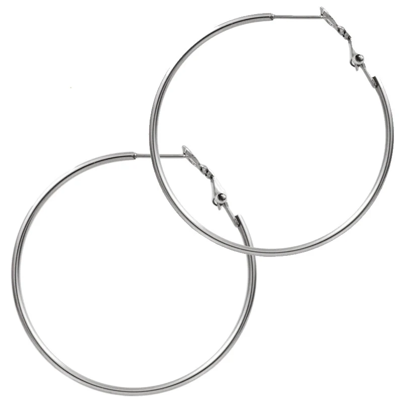 Large Steel Hoop Earrings - Image 2