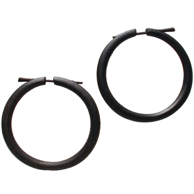 Wooden Hoop Pin Earrings - Image 3
