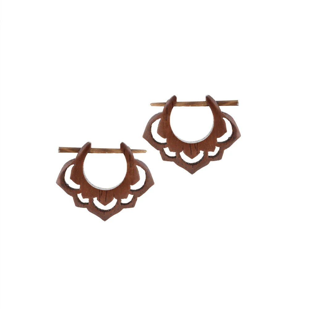 Lotus Flower Stick Earrings in Wood - Image 3