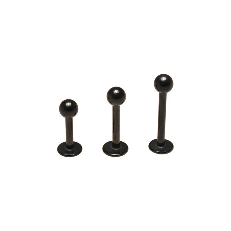 Micro Labrets, Flat Backs in Black Steel - Image 2