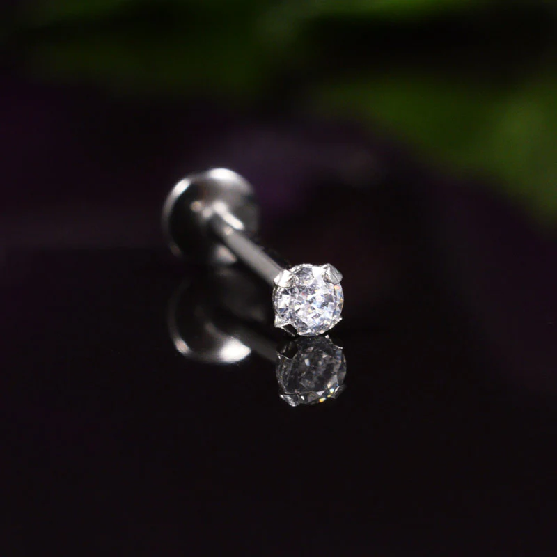 Micro Labret, Flat Back with Clear Crystal