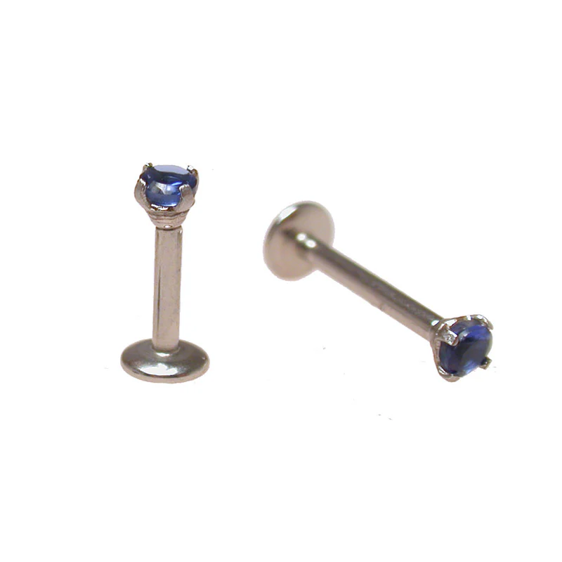 Micro Labret, Flat Back with Sapphire Gem - Image 2