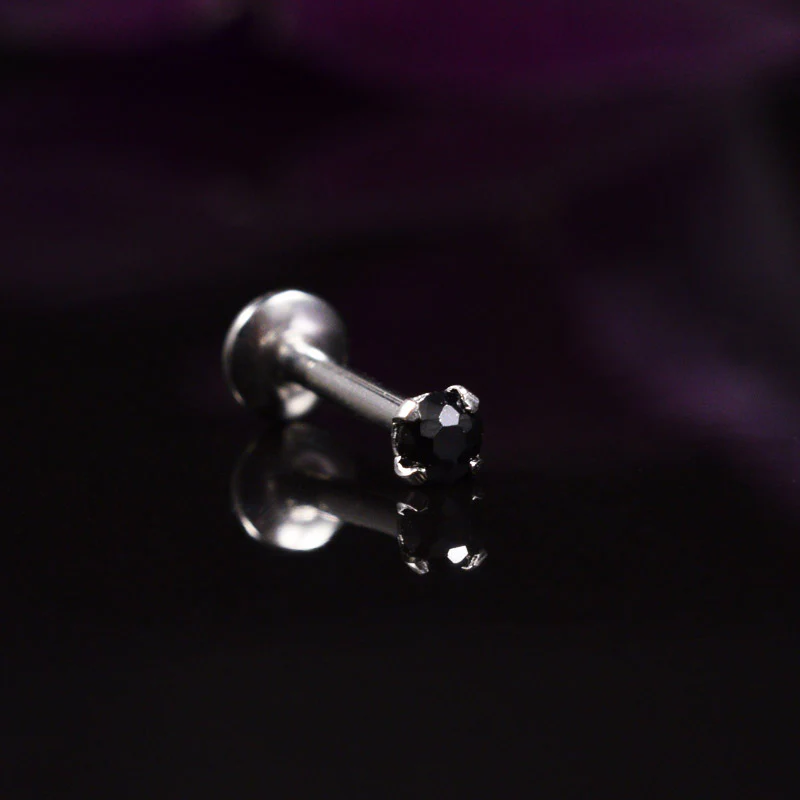 Micro Labret with Jet Black Gem - Image 2