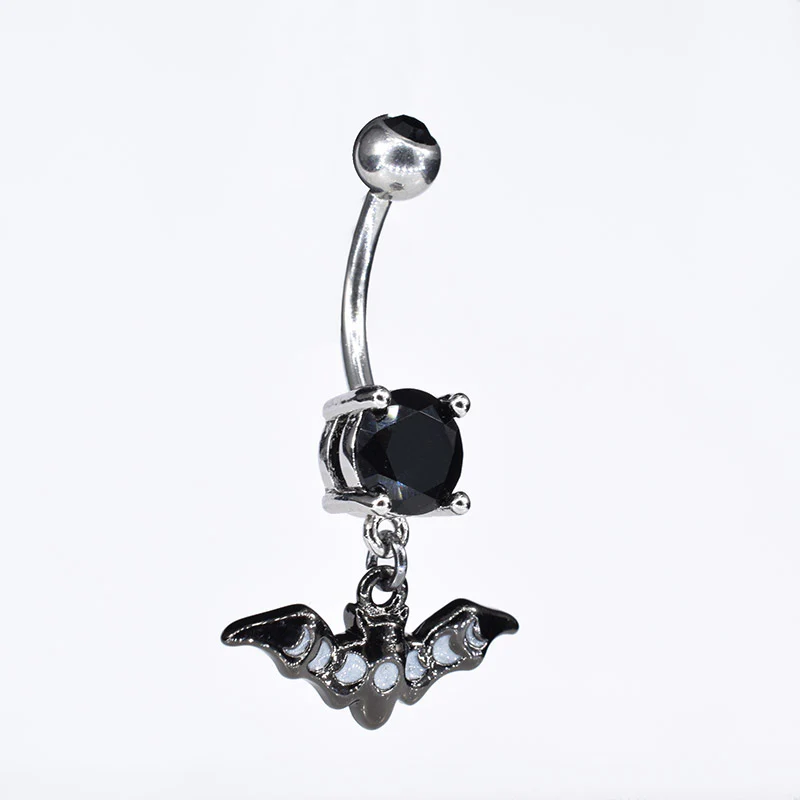 Navel Bar with Moon Phase Bat - Image 2