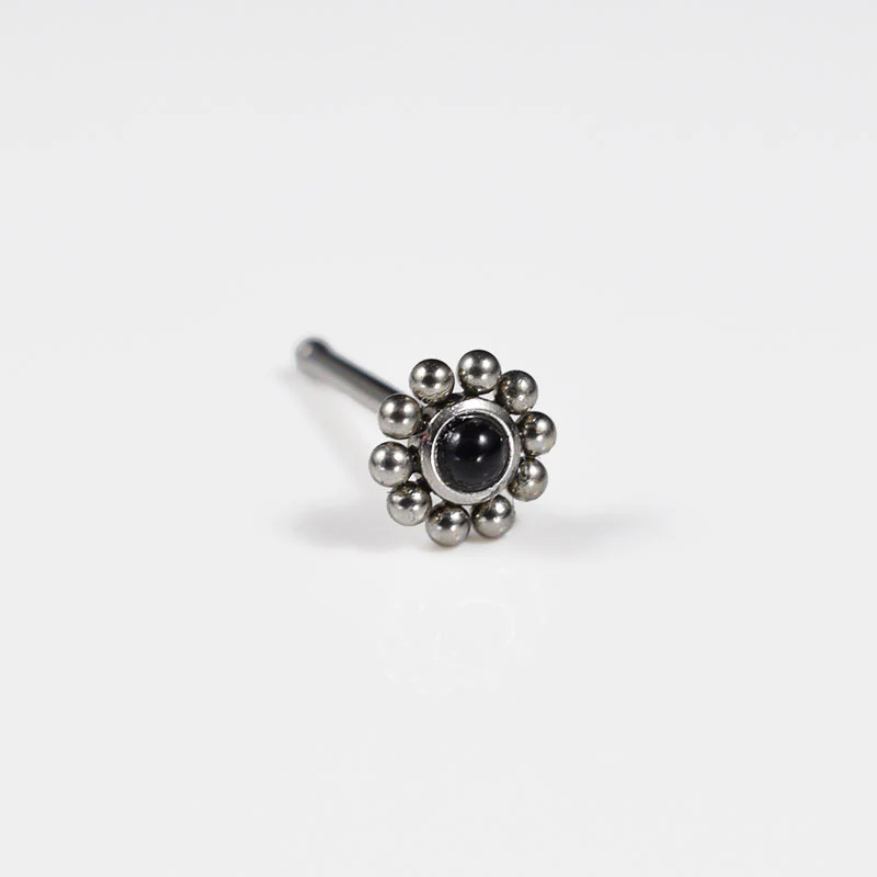 Nose Stud with Black Onyx Stone - Image 2