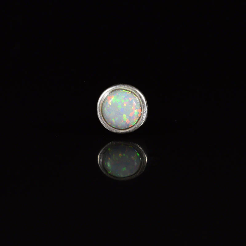 Silver Nose Stud with Large Opalite Stone