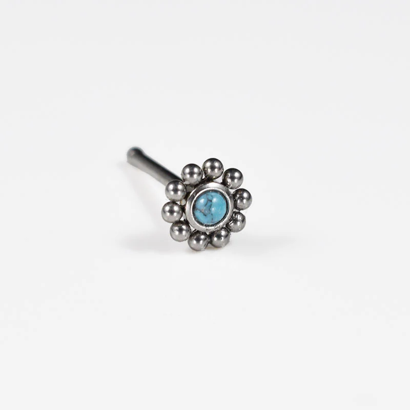 Nose Stud with Turquoise Stone - Image 2