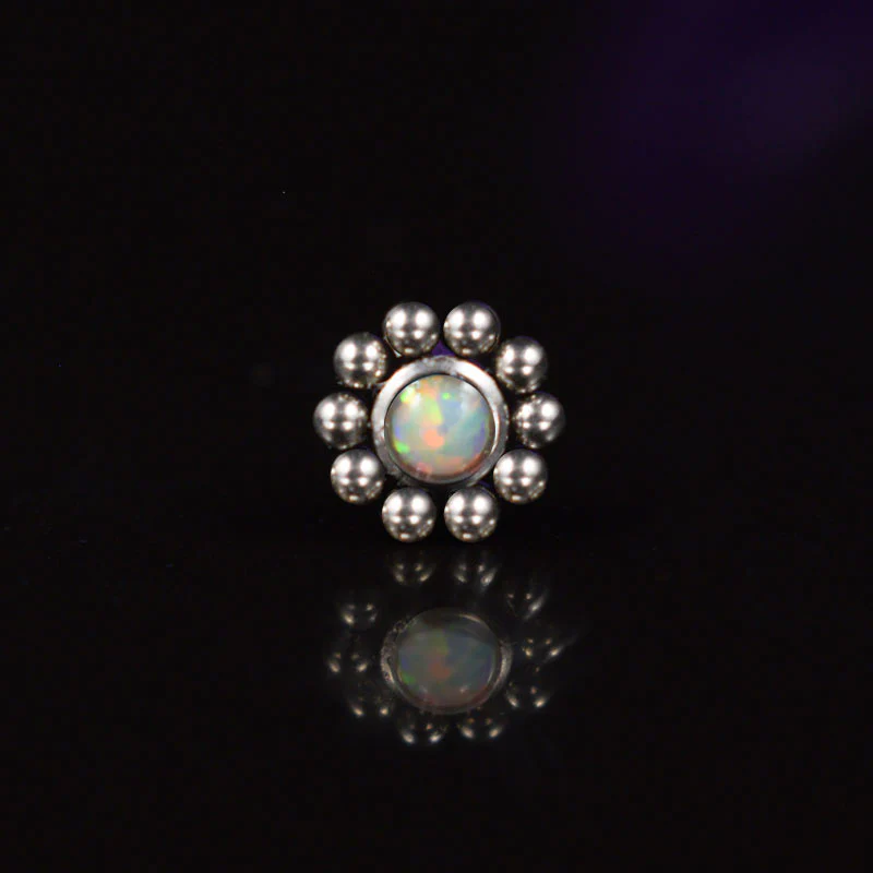 Nose Stud with White Opal Stone