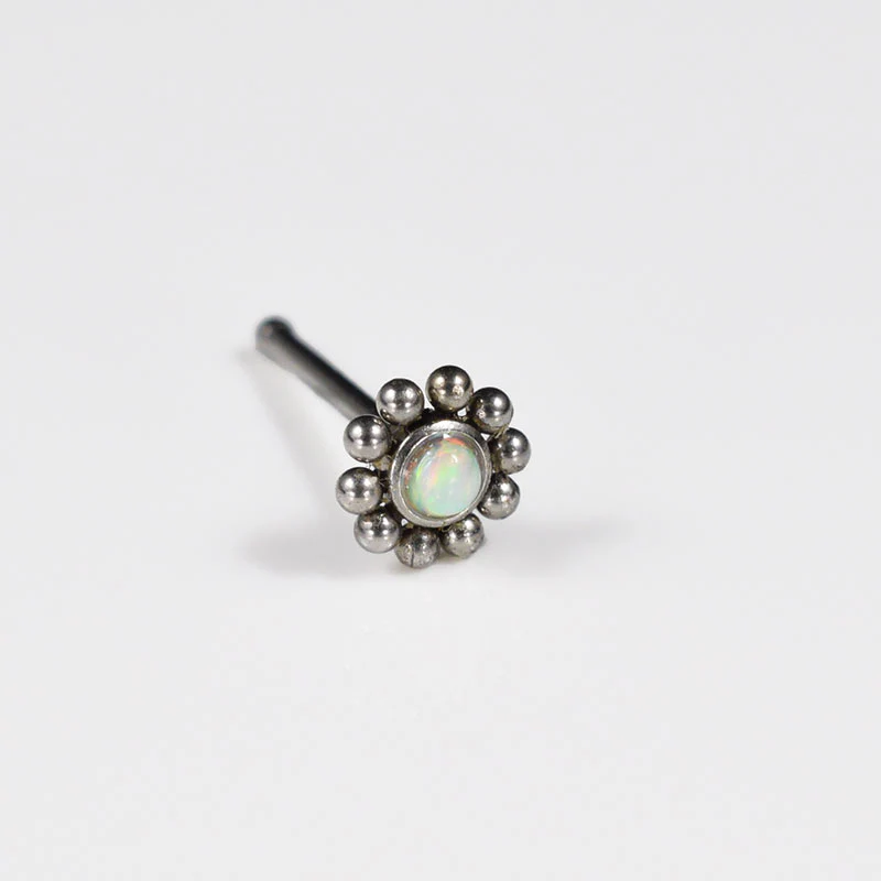 Nose Stud with White Opal Stone - Image 2