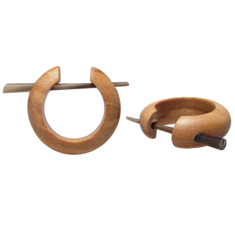 Olive Wood Huggies Style Earrings 'Banjwari' - Image 2