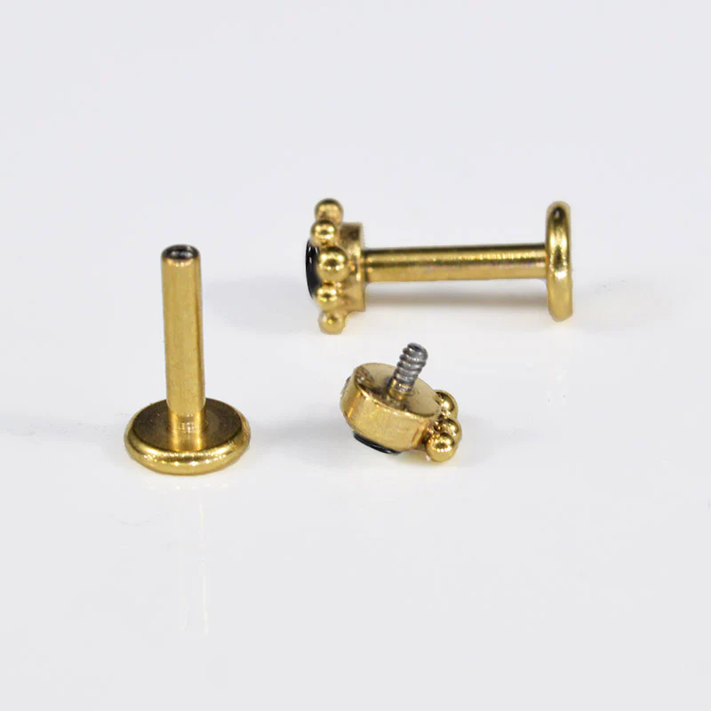 Onyx Labret in Gold with Curve of Dots - Image 2