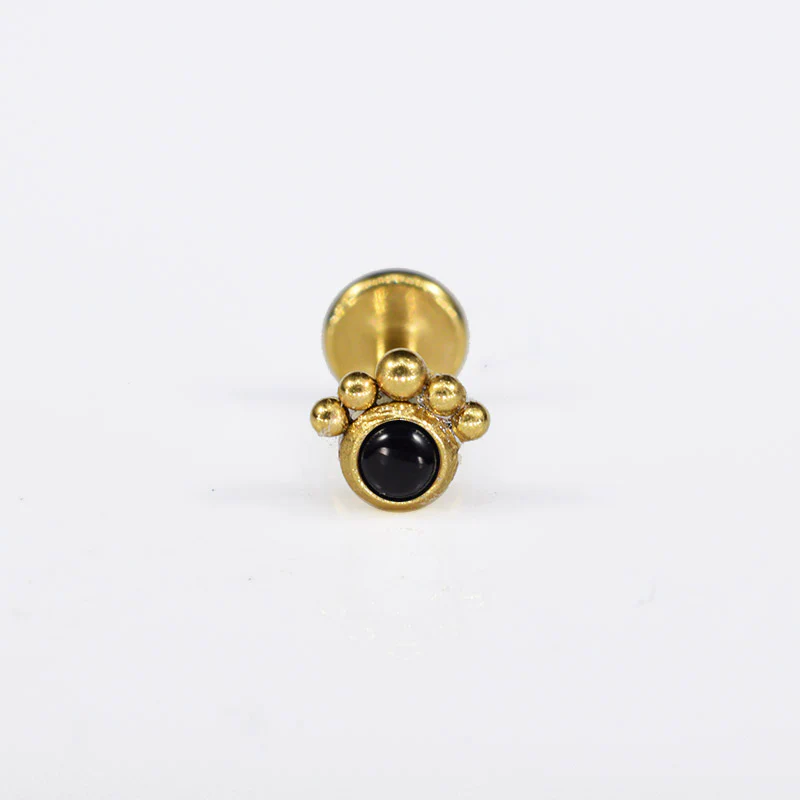 Onyx Labret in Gold with Curve of Dots - Image 3