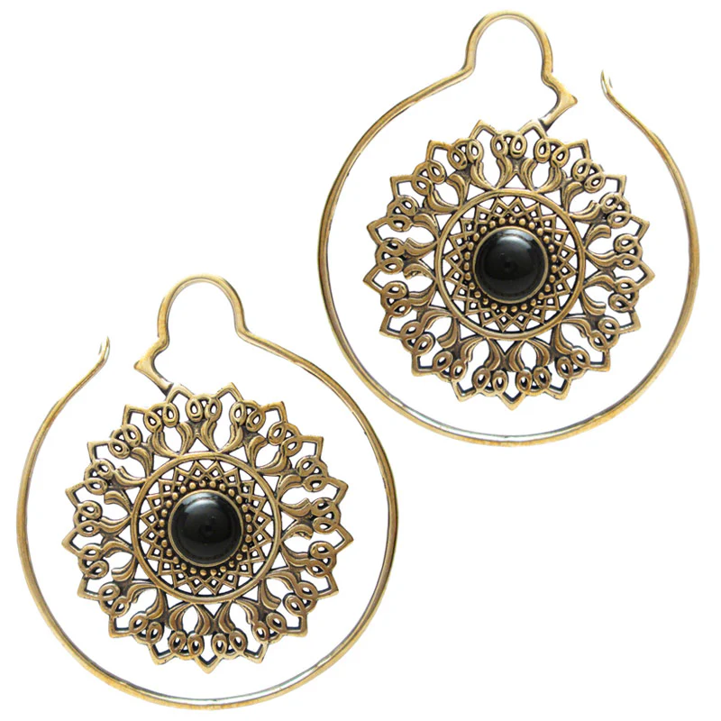 Onyx Mandala Tribal Earrings - Image 2