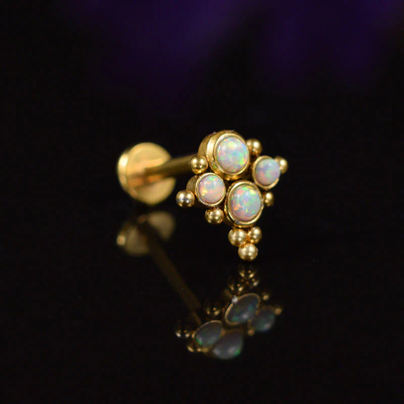 Opal Cluster on Gold Labret