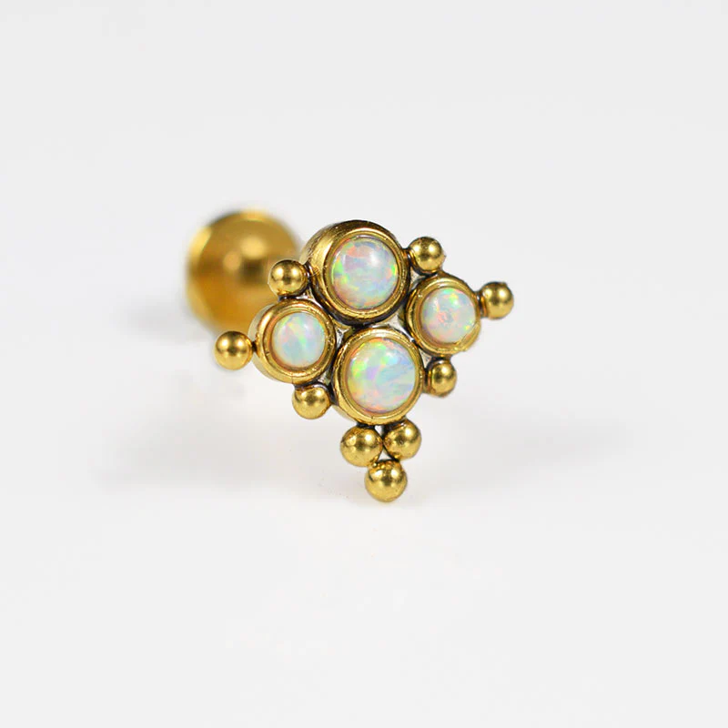 Opal Cluster on Gold Labret - Image 2