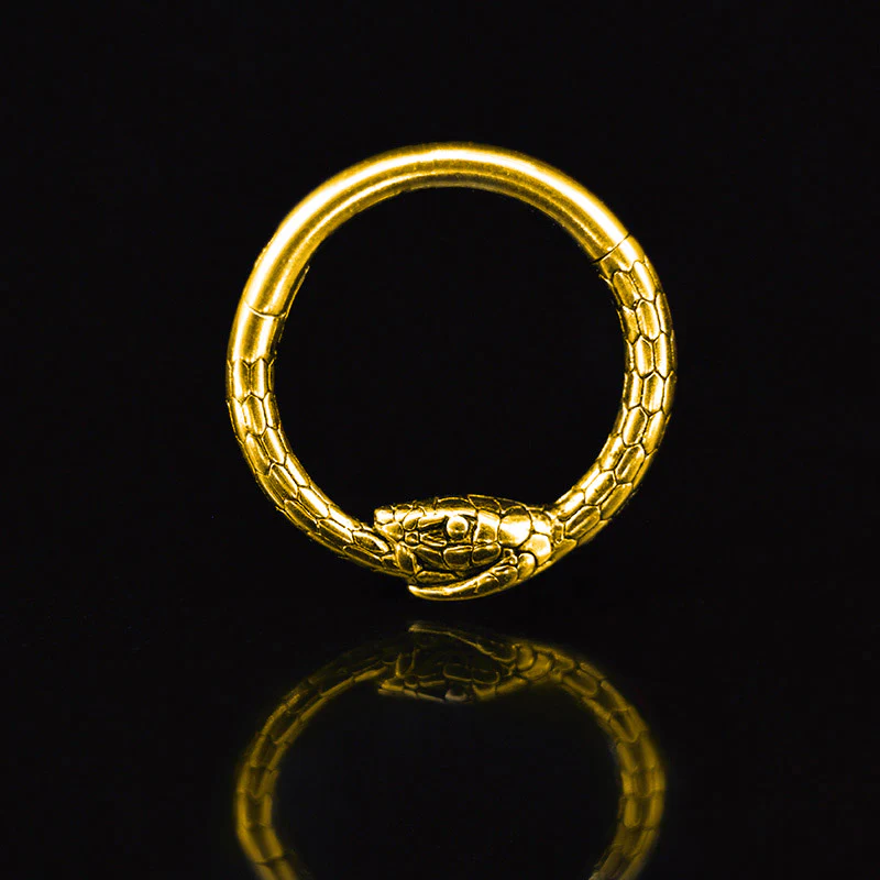 Ouroboros Snake Hinged Segment Ring Gold