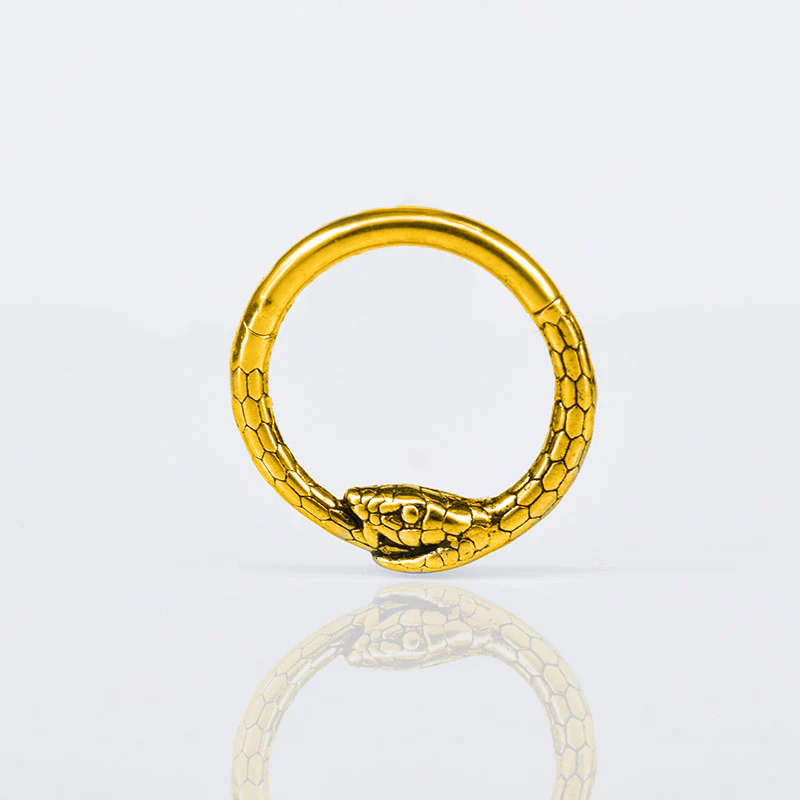 Ouroboros Snake Hinged Segment Ring Gold - Image 2