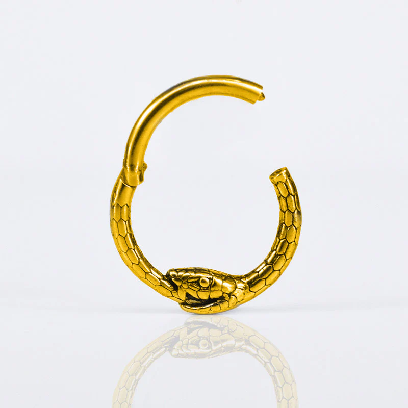 Ouroboros Snake Hinged Segment Ring Gold - Image 3