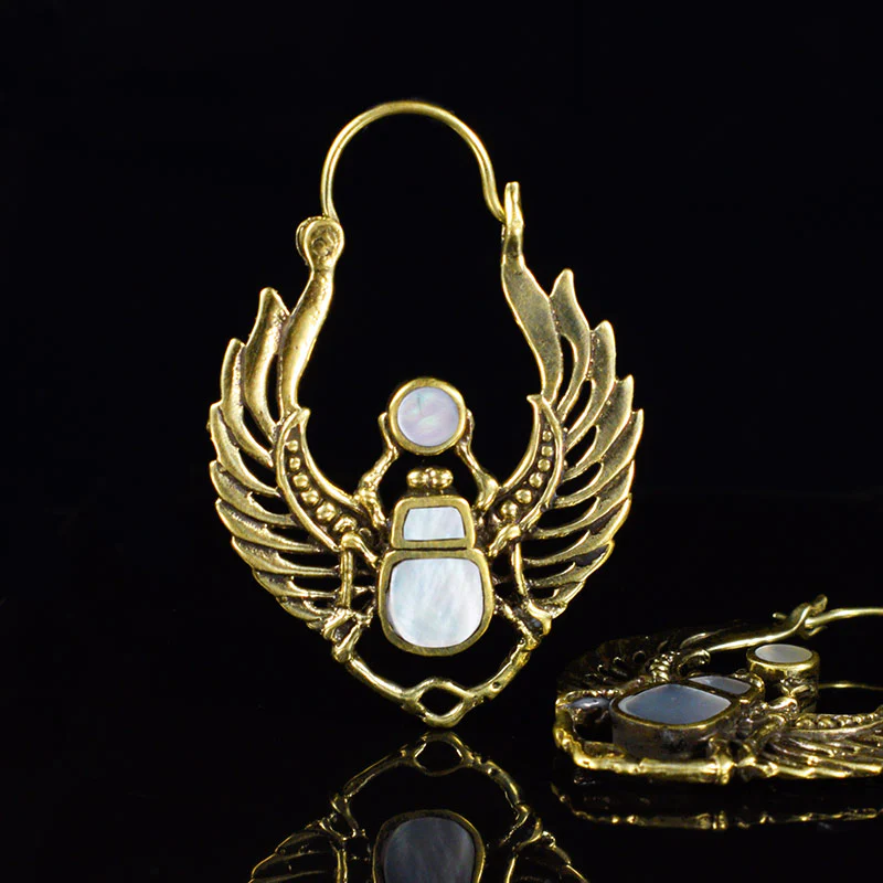 Scarab Earrings with Mother of Pearl
