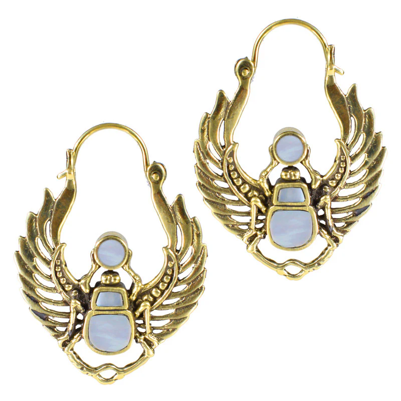 Scarab Earrings with Mother of Pearl - Image 3