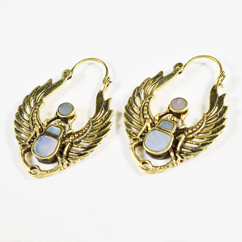 Scarab Earrings with Mother of Pearl - Image 4