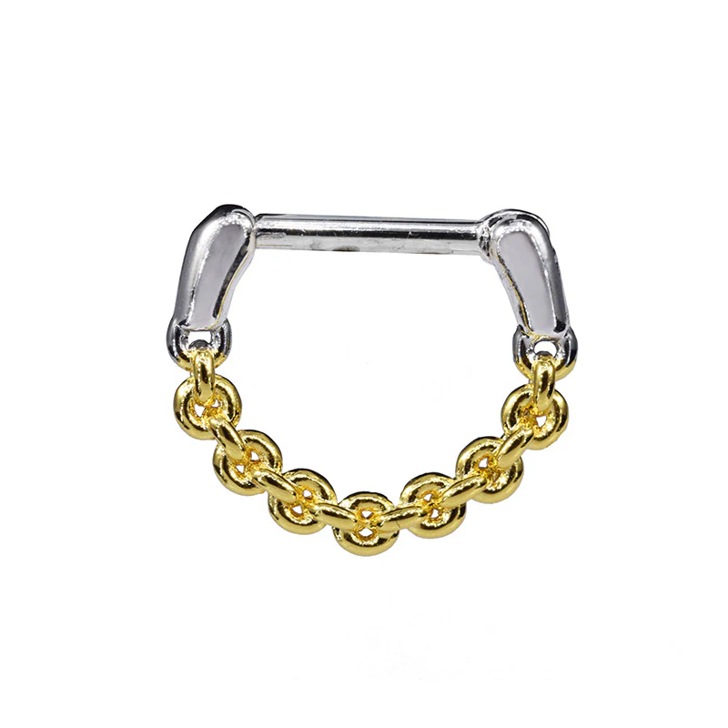 Septum or Daith Clicker with Gold Chain Design - Image 3