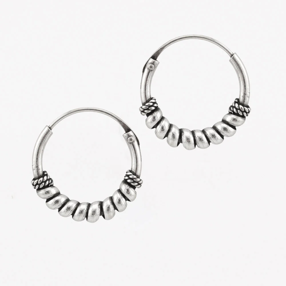 Silver Bali 'Coil' Earrings - Image 2