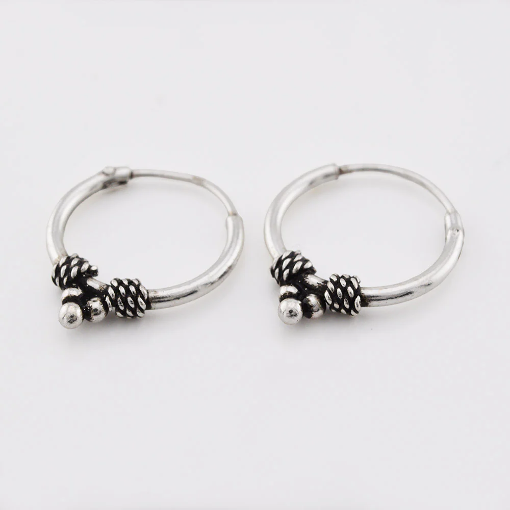 Silver Bali Triple Dots Earrings - Image 2
