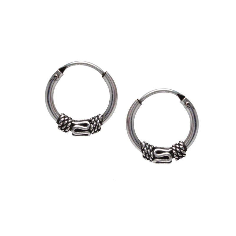 Silver Balinese Hoop Earrings 'Banjar' - Image 2