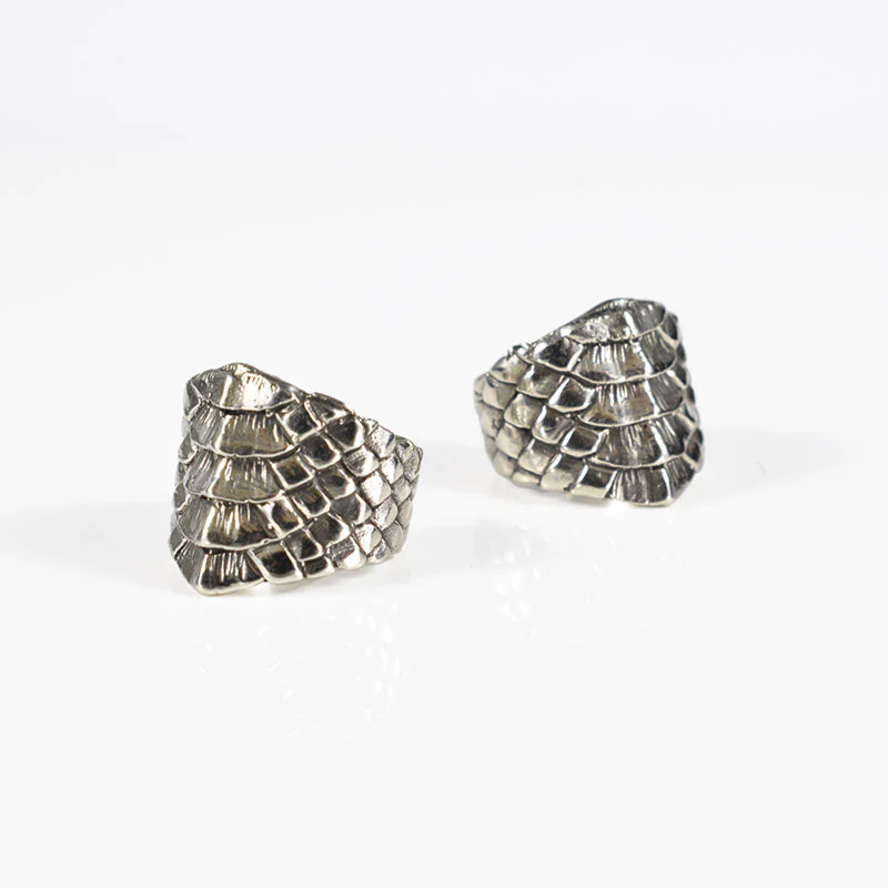 Silver Brass Reptile Skin Ear Cuff or Dread Bead - Image 2