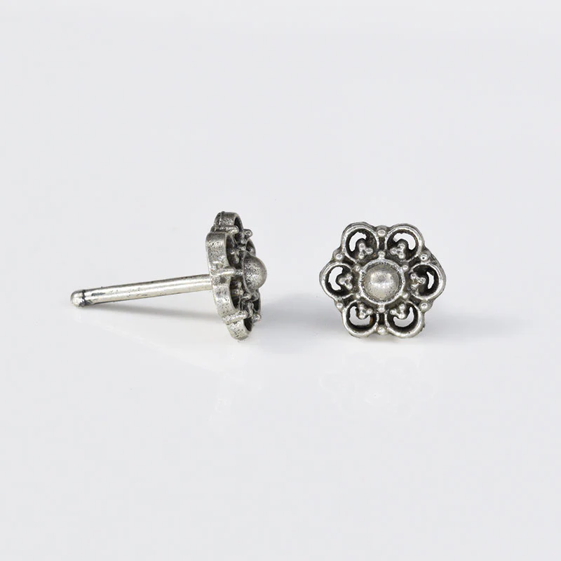 Silver Flower Mandala Nose Stud - Image 2