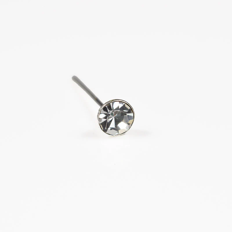 Silver Nose Pin with Clear Crystal - Image 2