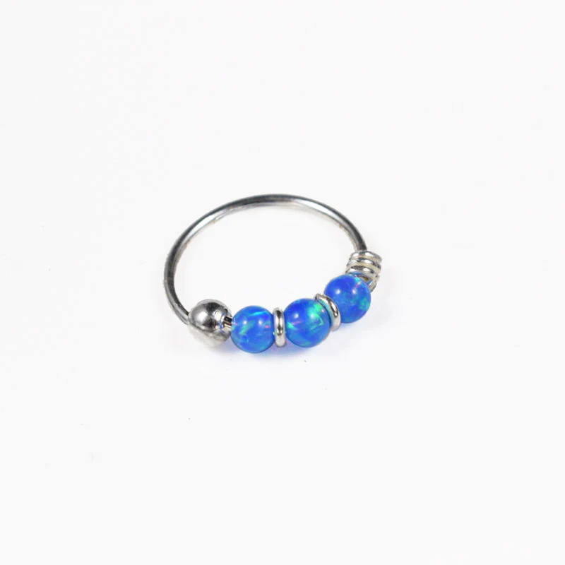 Silver Nose Ring with Opalite Stones 'Raipur' - Image 2