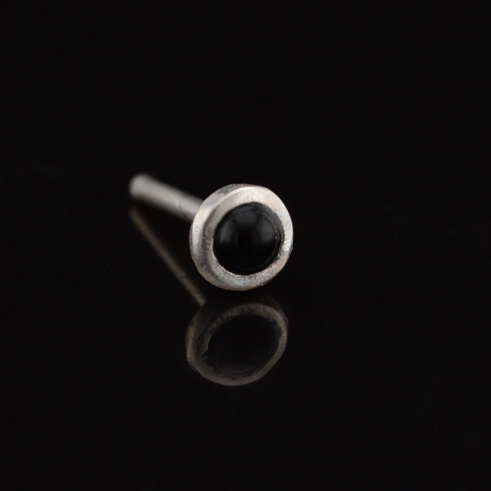 Silver Nose Stud with Onyx Stone