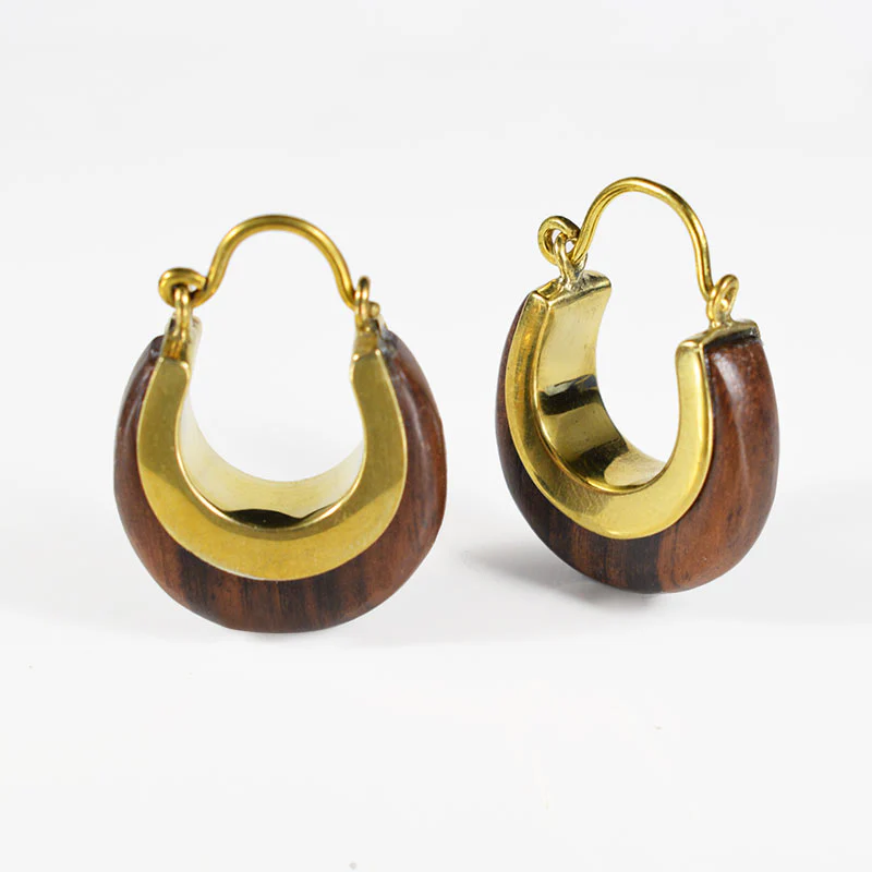 Simple Wood and Brass Earrings - Image 3