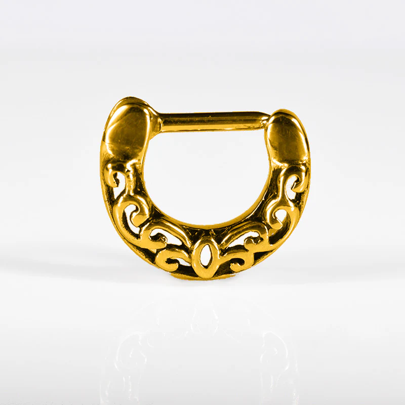 Small Filigree Septum Clicker in Gold