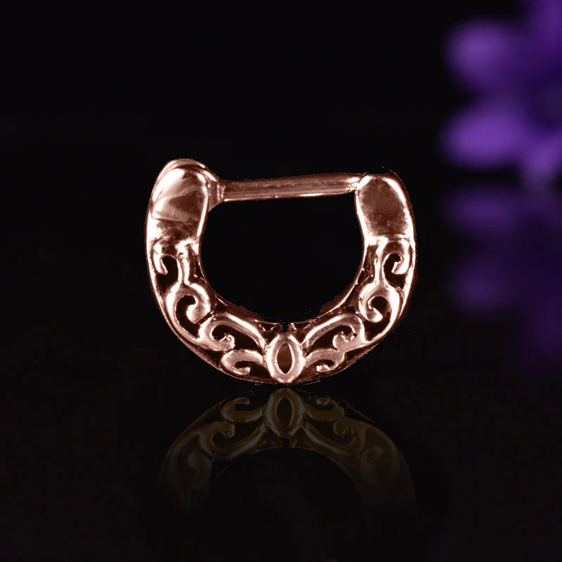 Small Filigree Septum Clicker in Rose Gold - Image 2