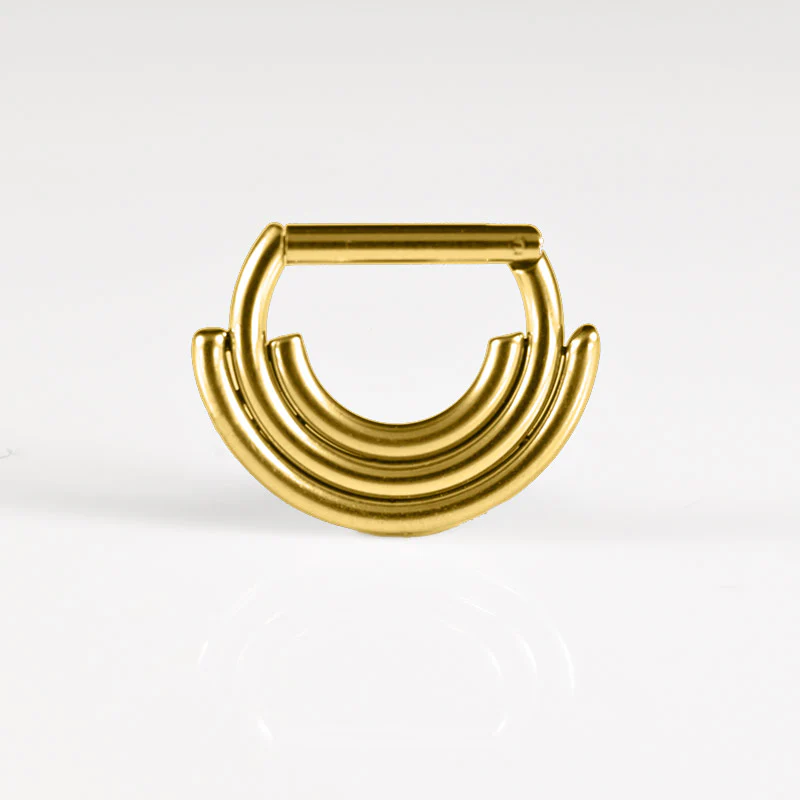 Small Gold Hinged Clicker with Triple Rings - Image 2
