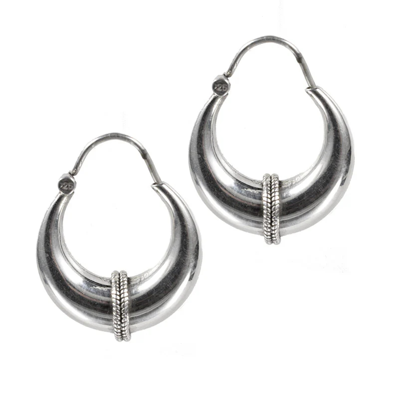 Sterling Silver Indian Kundal Earrings - Image 2
