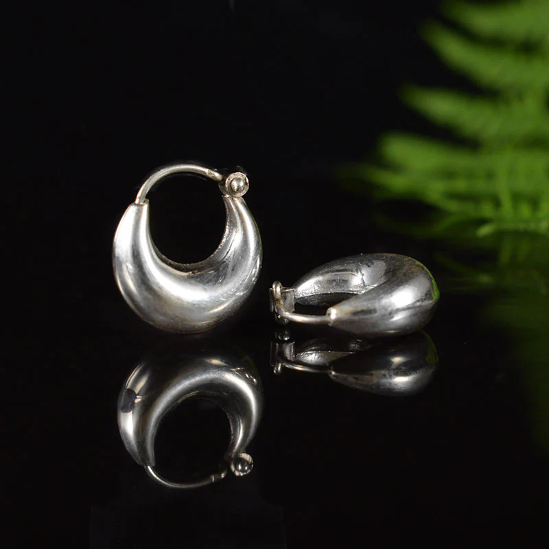 Sterling Silver Indian Hoop Earrings