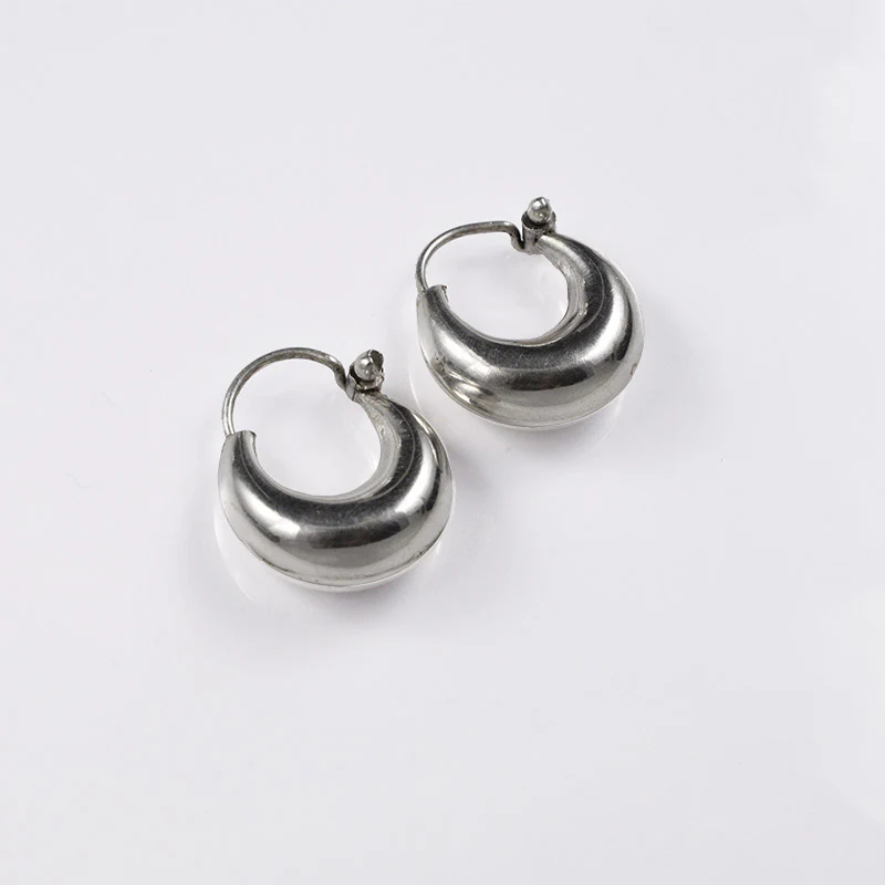 Sterling Silver Indian Hoop Earrings - Image 2