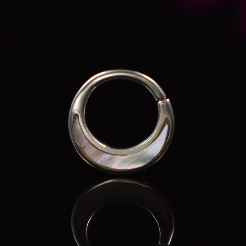 Silver Septum Ring with Mother of Pearl