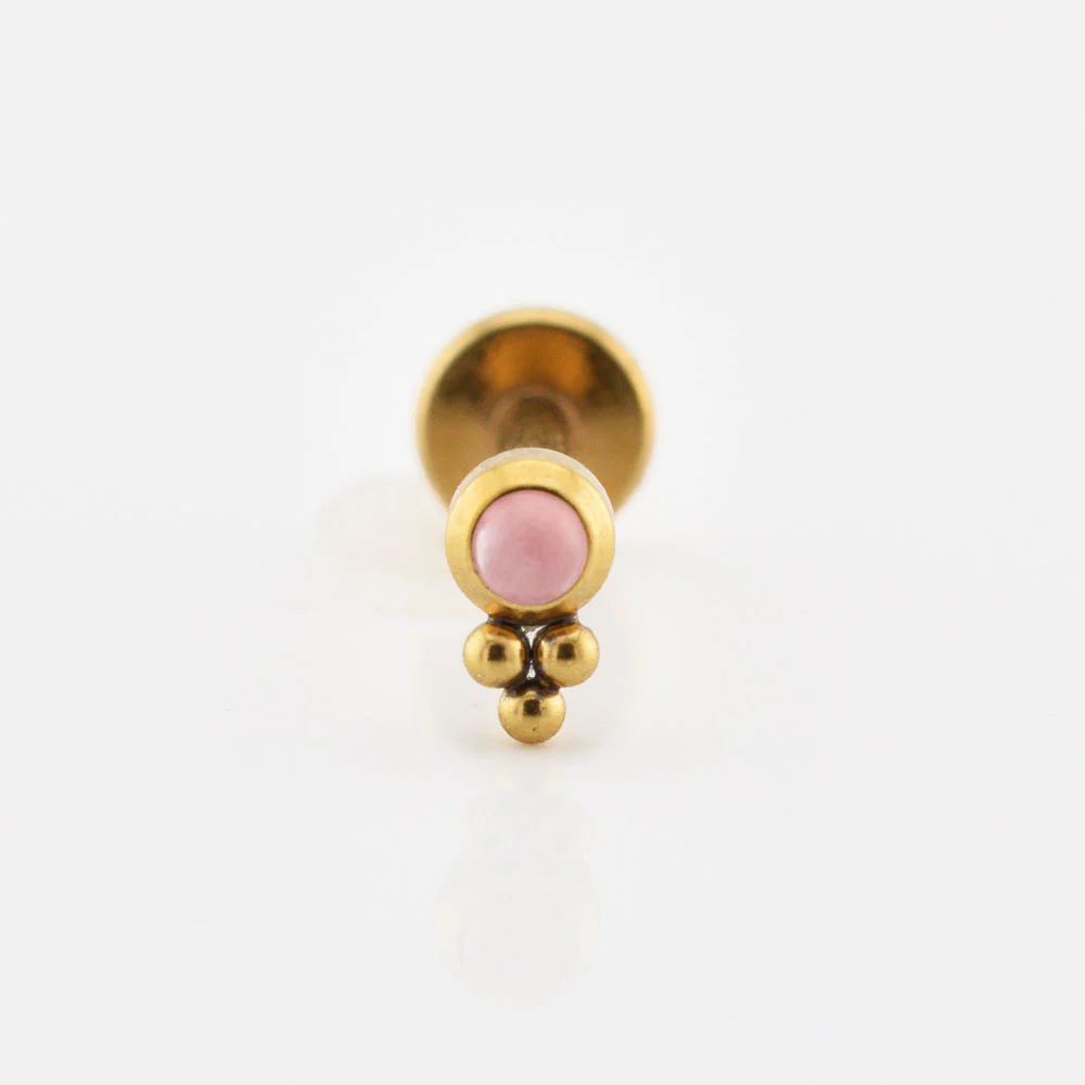 Small Gold Labret with Rose Quartz - Image 2