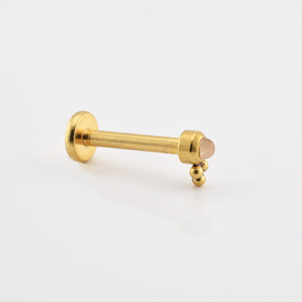 Small Gold Labret with Rose Quartz - Image 3